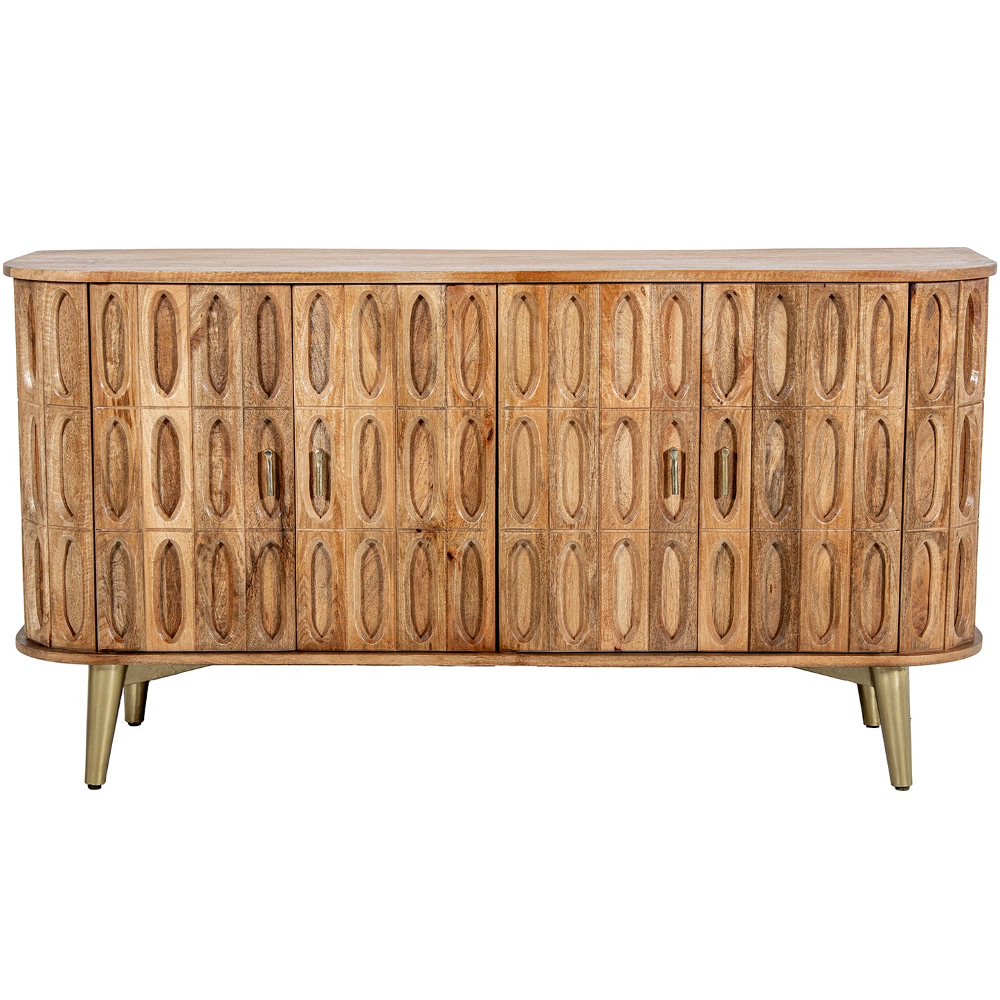 APARADOR MADERA MANGO 4 PUERTA S PATAS METAL DORADO
