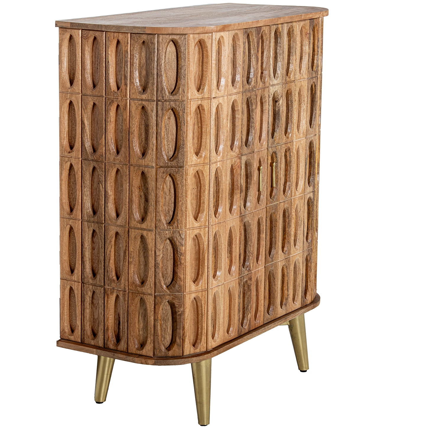 MUEBLE ENTRADA MADERA MANGO 2 PUERTAS PATAS METAL DORADO