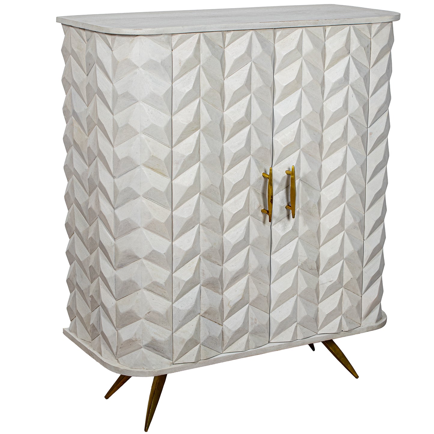 MUEBLE ENTRADA MADERA MANGO 2 PUERTAS PATAS METAL DORADO