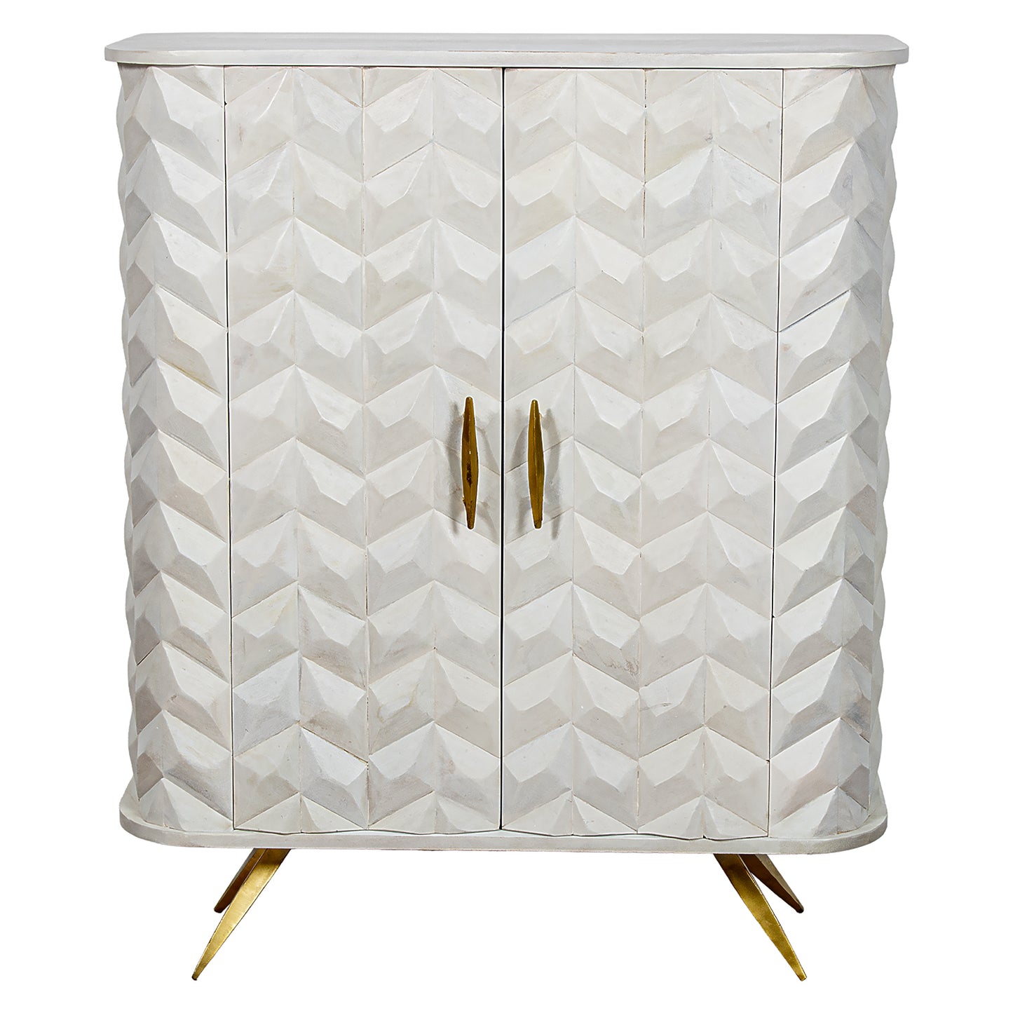 MUEBLE ENTRADA MADERA MANGO 2 PUERTAS PATAS METAL DORADO