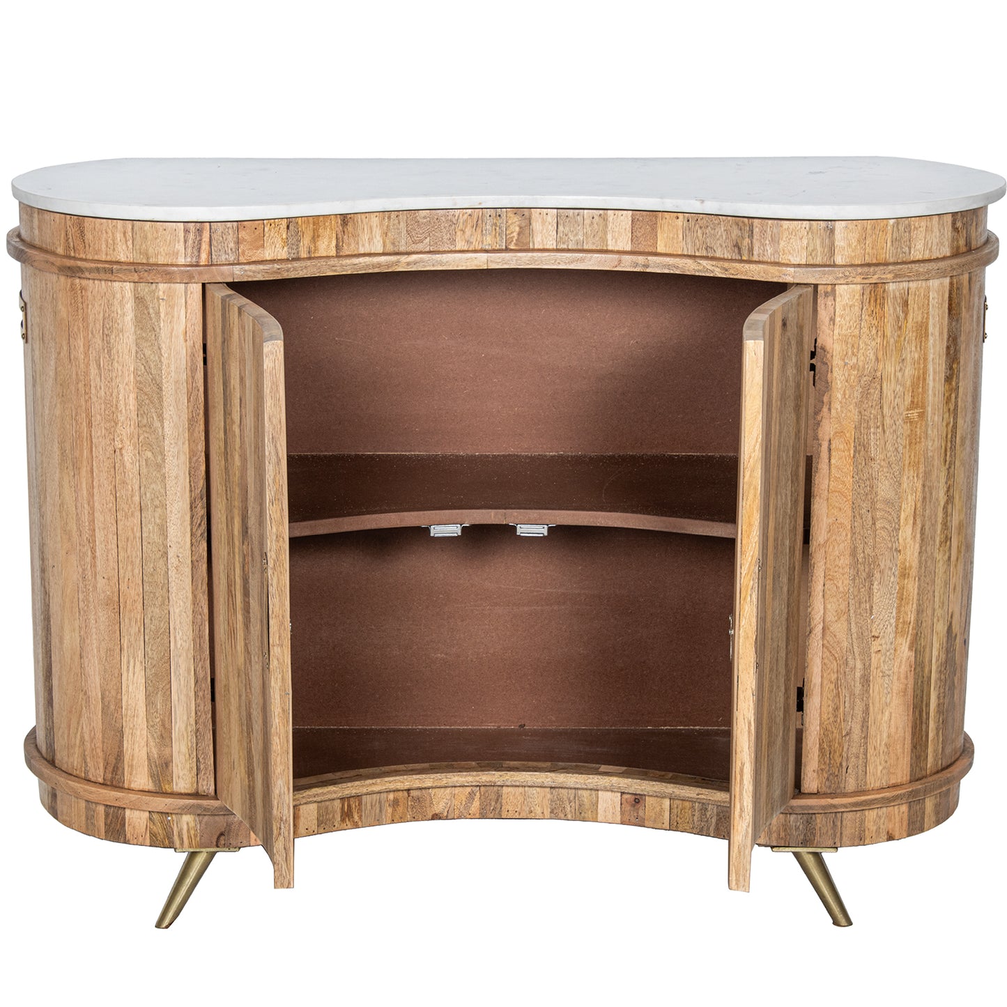 MUEBLE ENTRADA MADERA MANGO C/ MARMOL +2 PUERTAS: PATAS METAL
