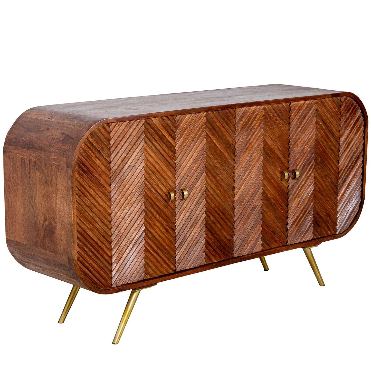 APARADOR MADERA MANGO 4 PUERTA S PATAS DORADAS