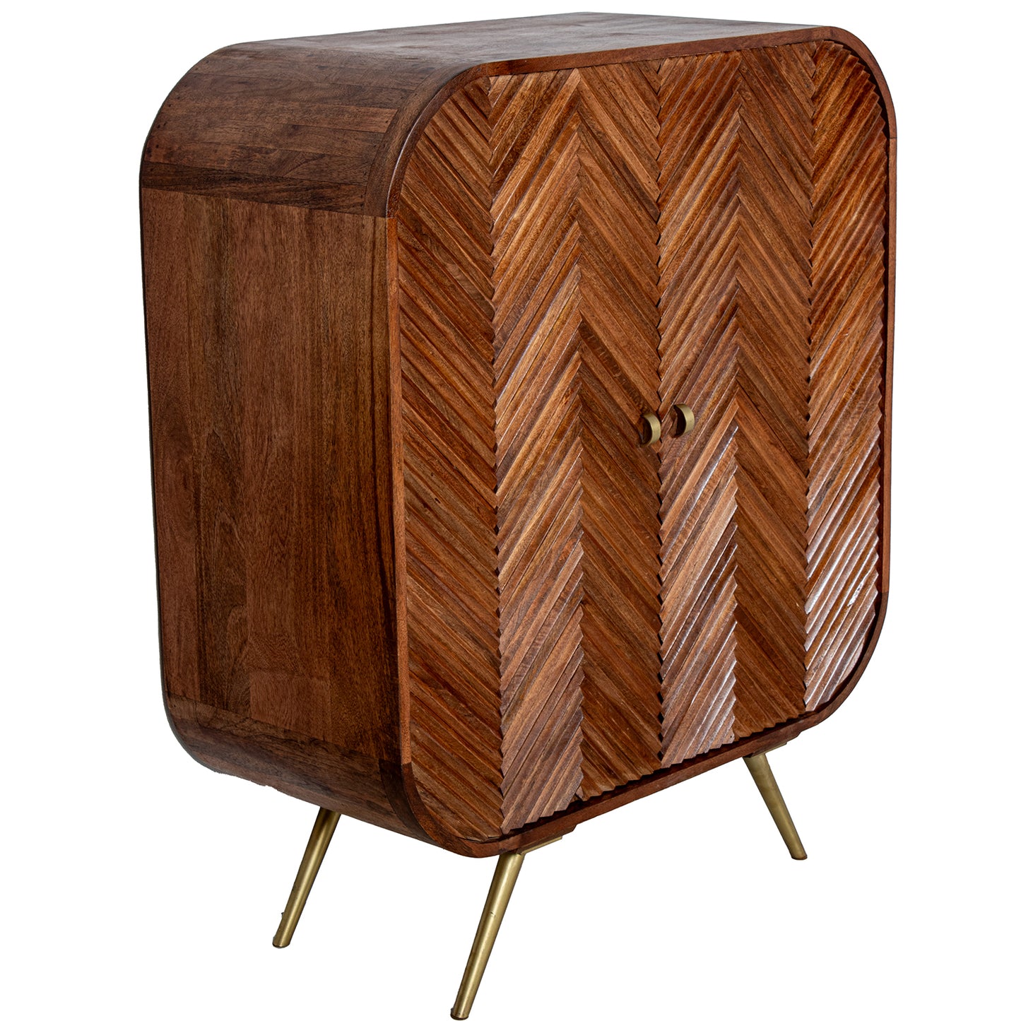 MUEBLE ENTRADA MADERA MANGO 2 PUERTAS PATAS METAL DORADO