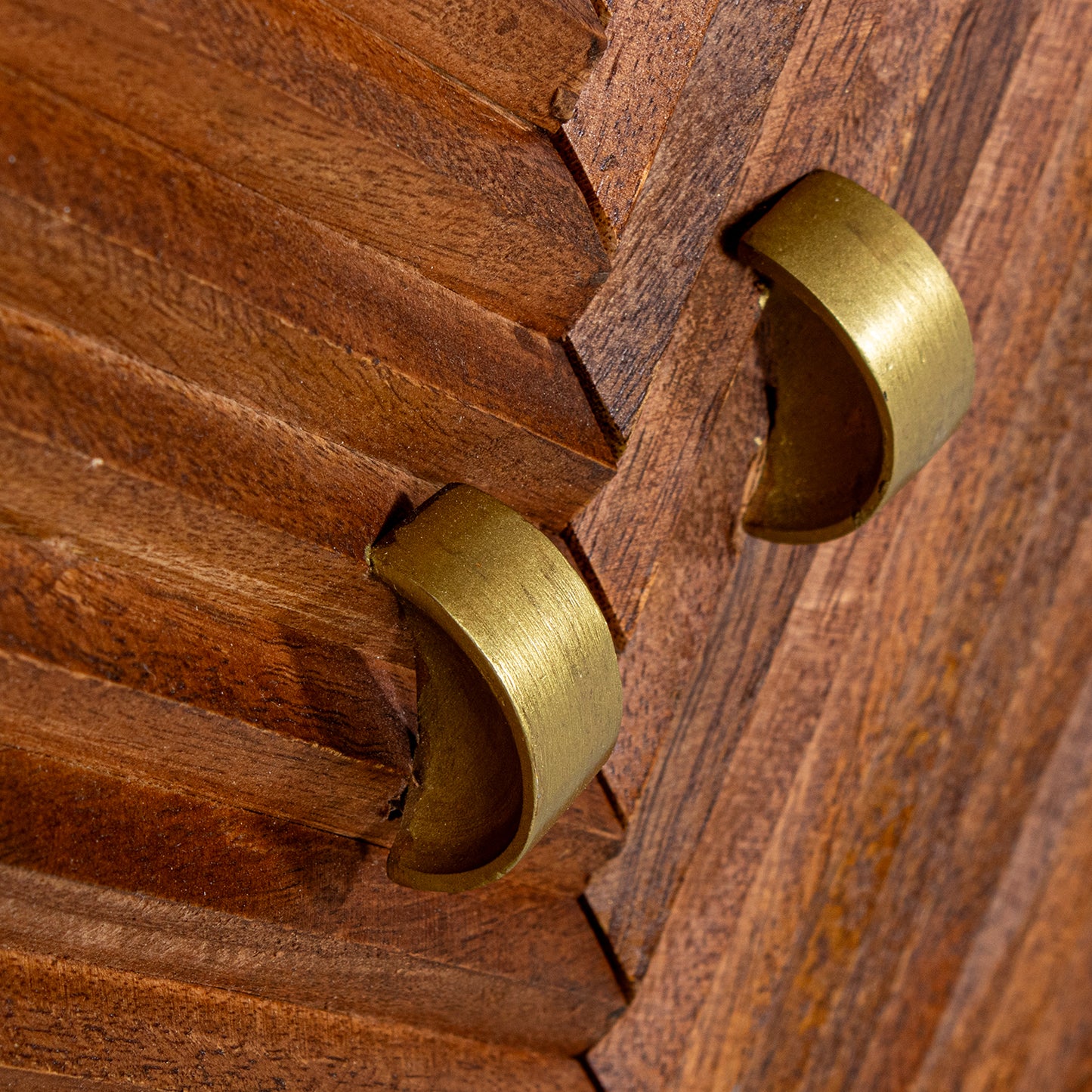 MUEBLE ENTRADA MADERA MANGO 2 PUERTAS PATAS METAL DORADO