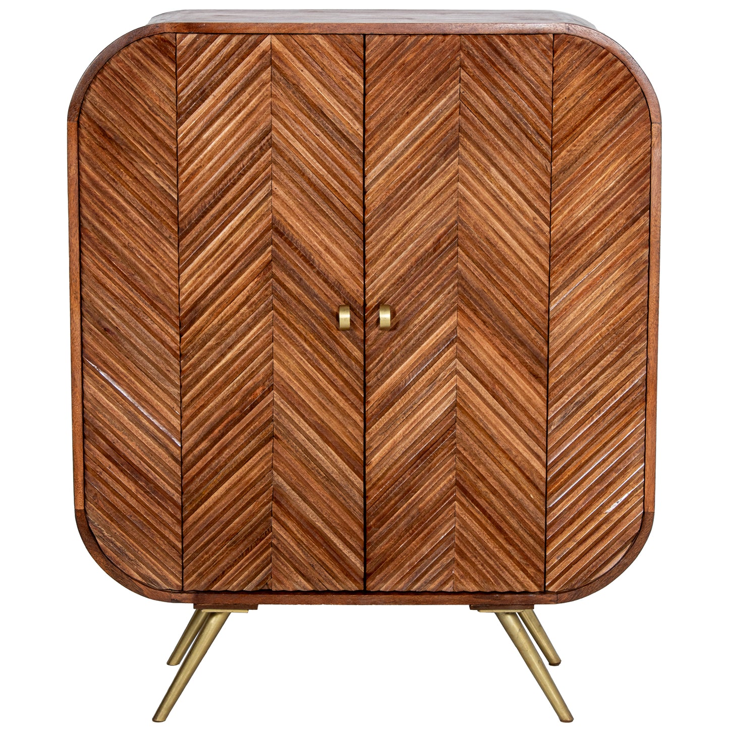 MUEBLE ENTRADA MADERA MANGO 2 PUERTAS PATAS METAL DORADO