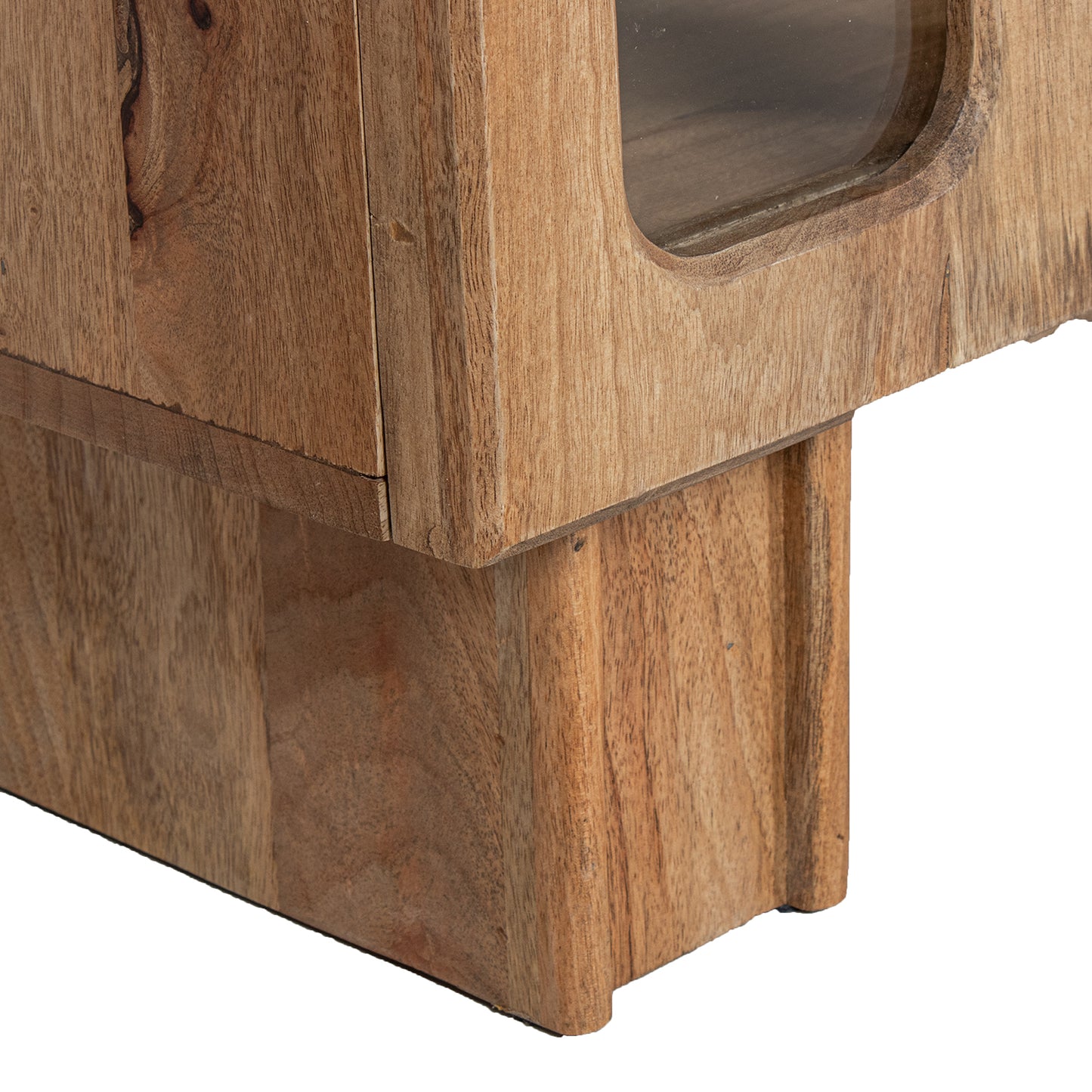 APARADOR MADERA MANGO Y CRISTA L 4 PUERTAS