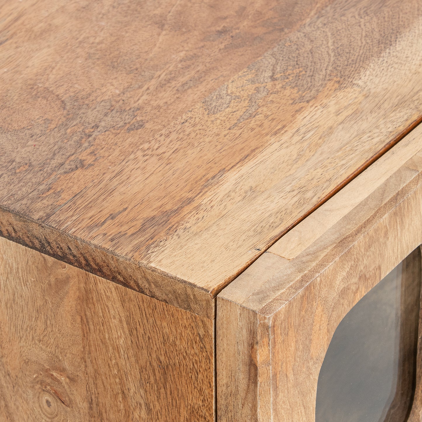 APARADOR MADERA MANGO Y CRISTA L 4 PUERTAS