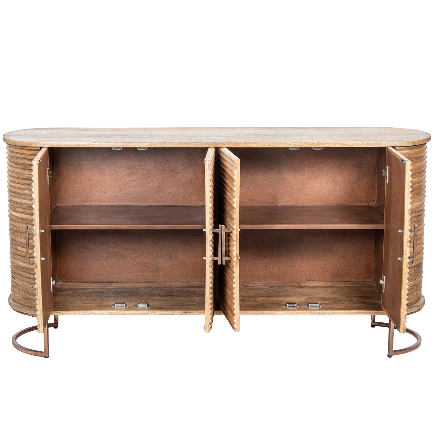 APARADOR MADERA MANGO 4 PUERTA S PATAS METAL DORADO