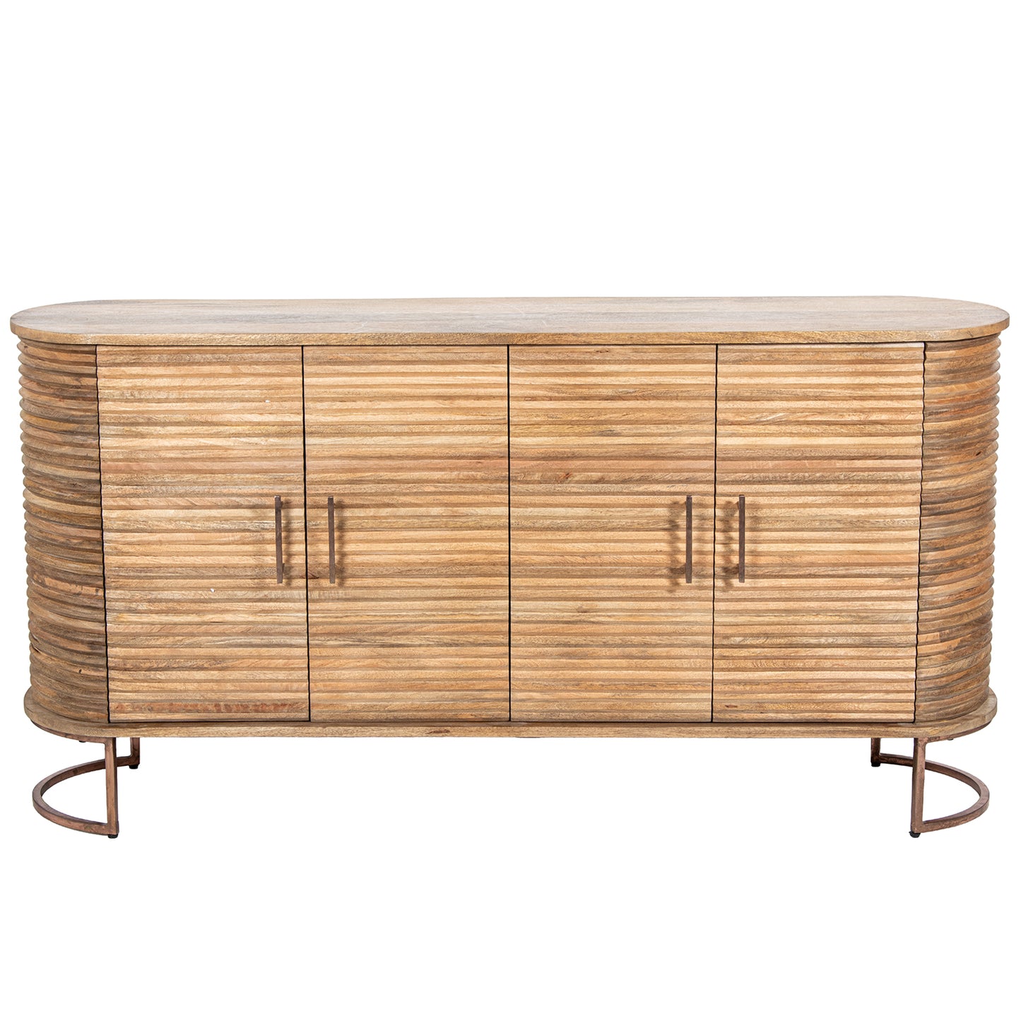 APARADOR MADERA MANGO 4 PUERTA S PATAS METAL DORADO