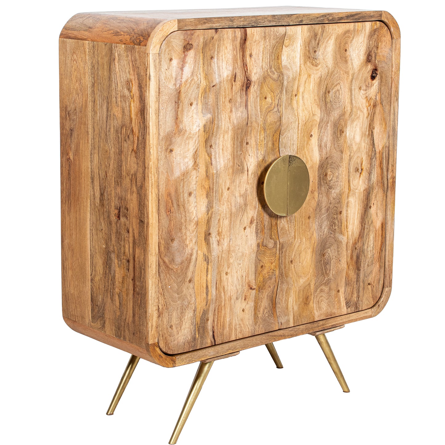 MUEBLE ENTRADA MADERA MANGO 2 PUERTAS PATAS METAL DORADO