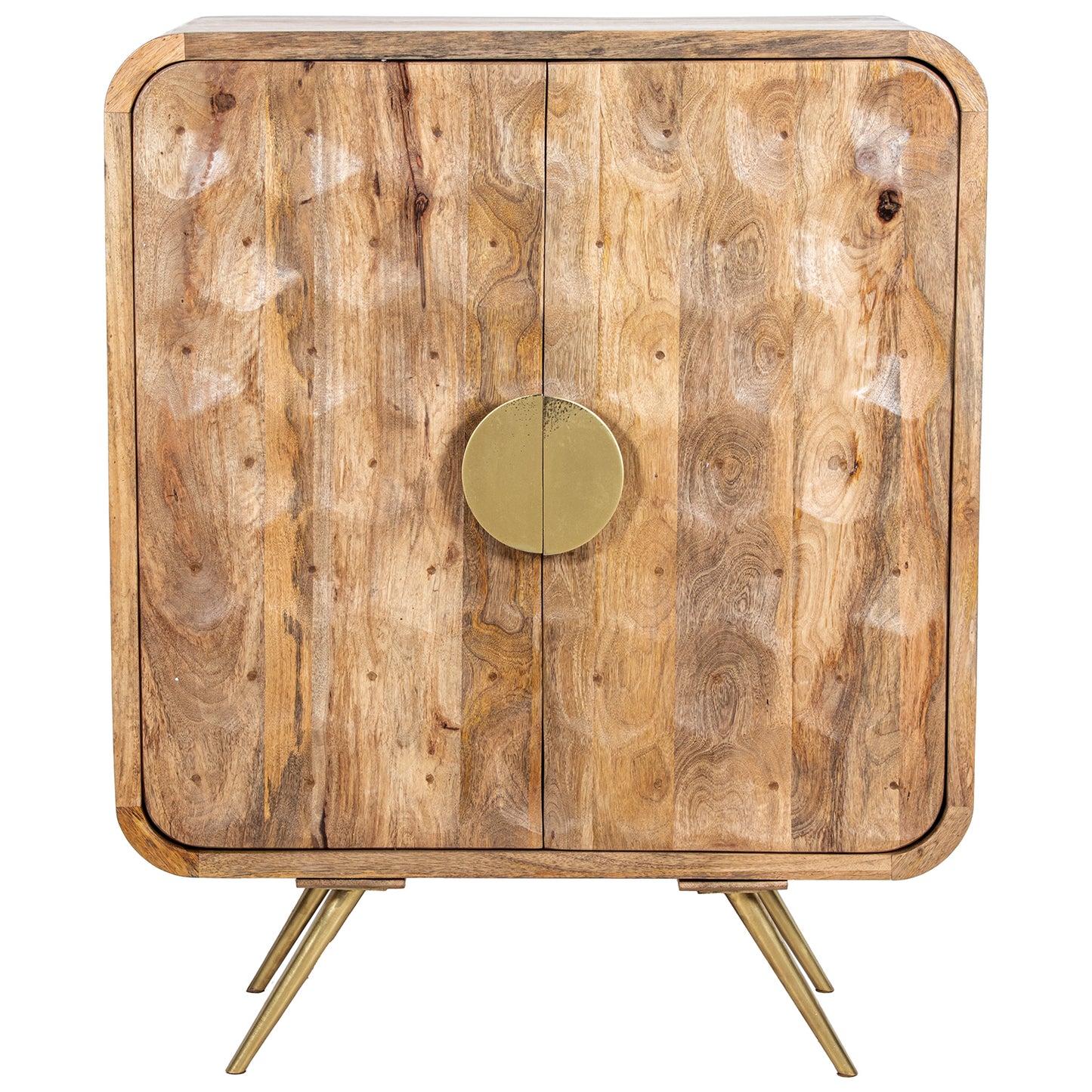 MUEBLE ENTRADA MADERA MANGO 2 PUERTAS PATAS METAL DORADO