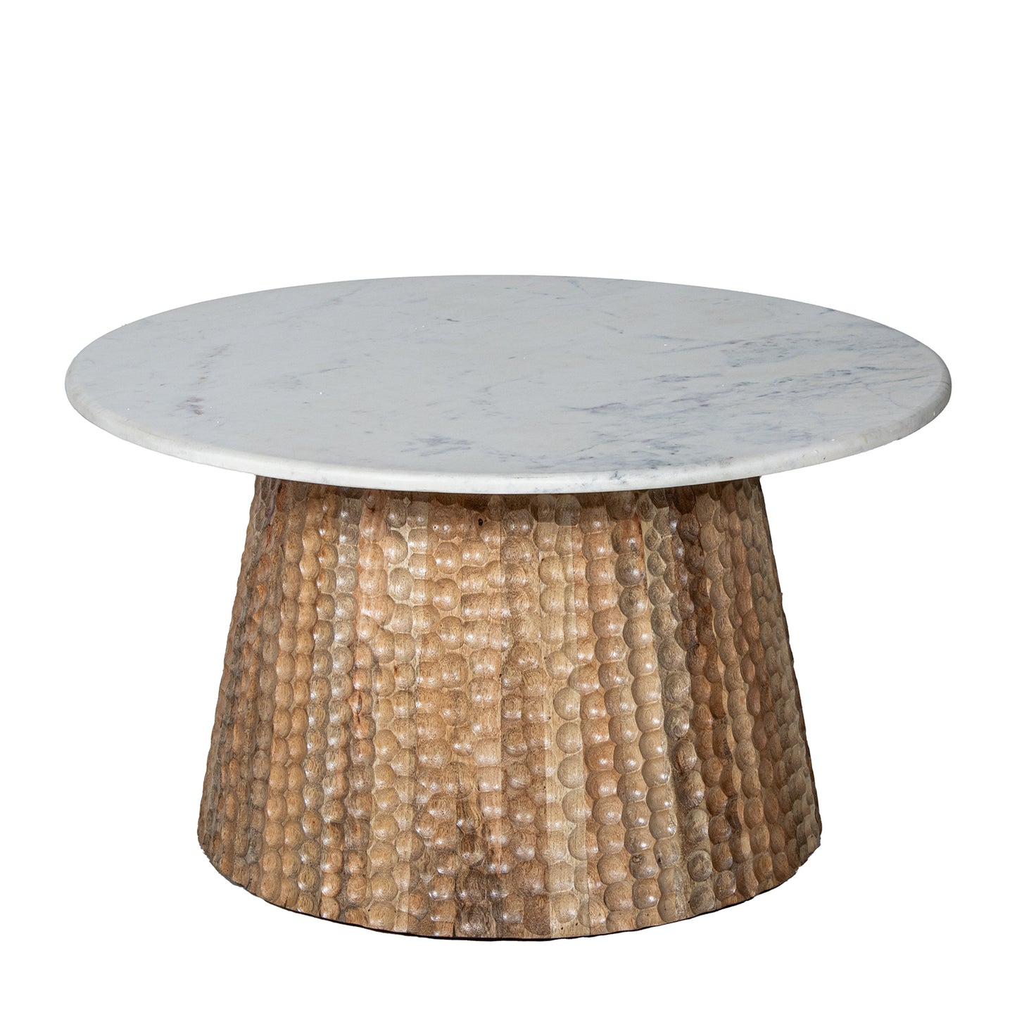 MESA CENTRO ø84CM MADERA DE MA NGO/ MARMOL BLANCO +92304