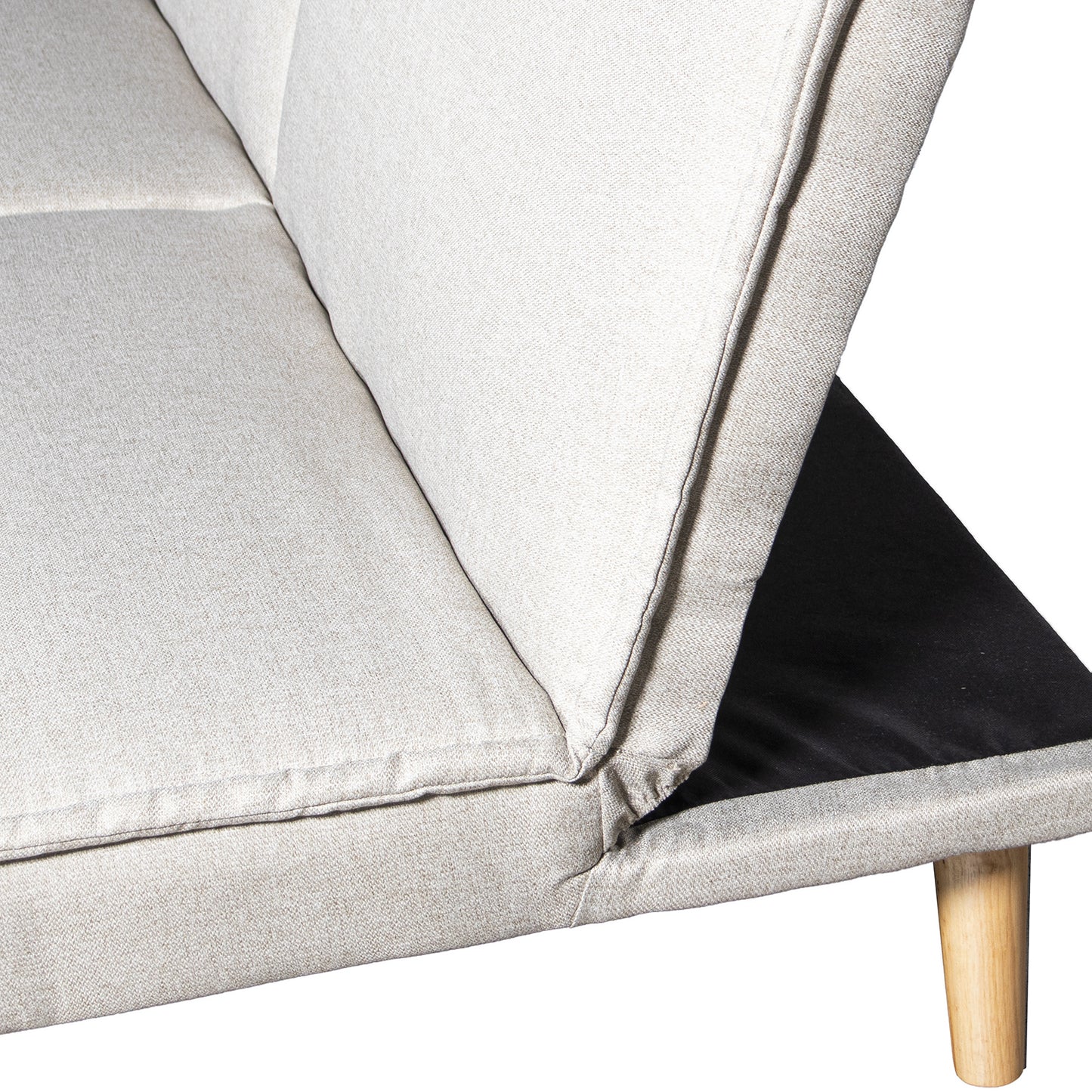 SOFA CAMA 3 PLAZAS POLIESTER B EIGE C/PATAS MADERA SIN BRAZOS