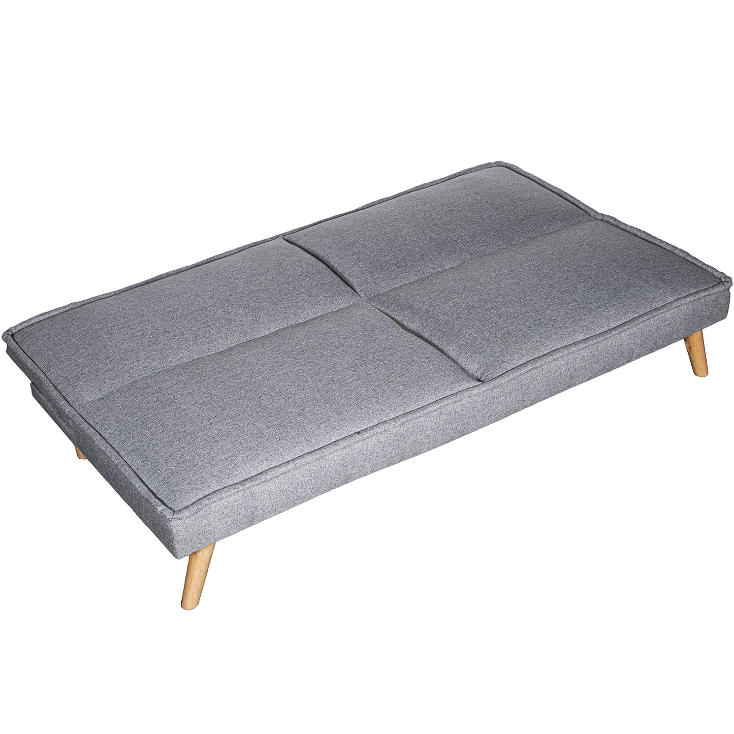 SOFA CAMA 3 PLAZAS POLIESTER G RIS C/PATAS MADERA: SIN BRAZOS