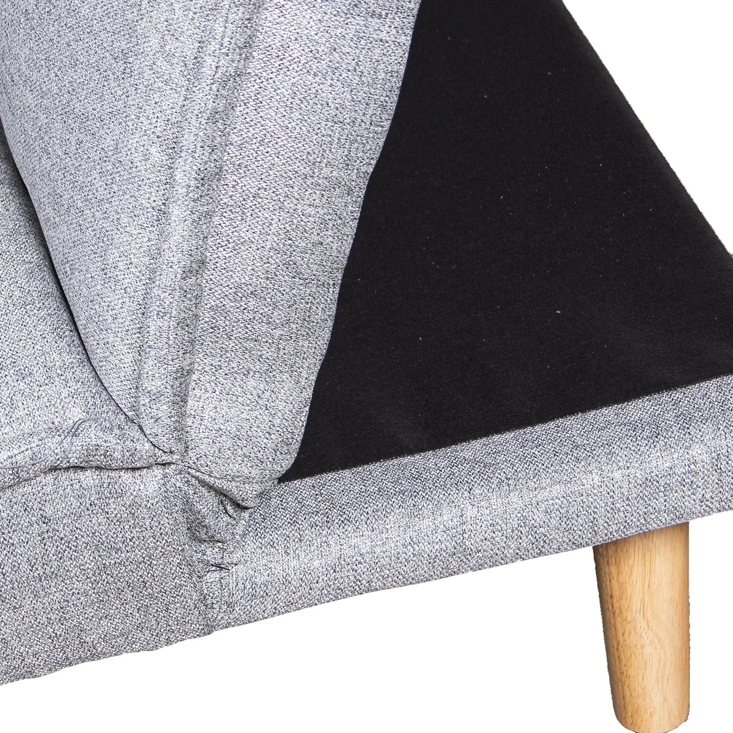SOFA CAMA 3 PLAZAS POLIESTER G RIS C/PATAS MADERA: SIN BRAZOS