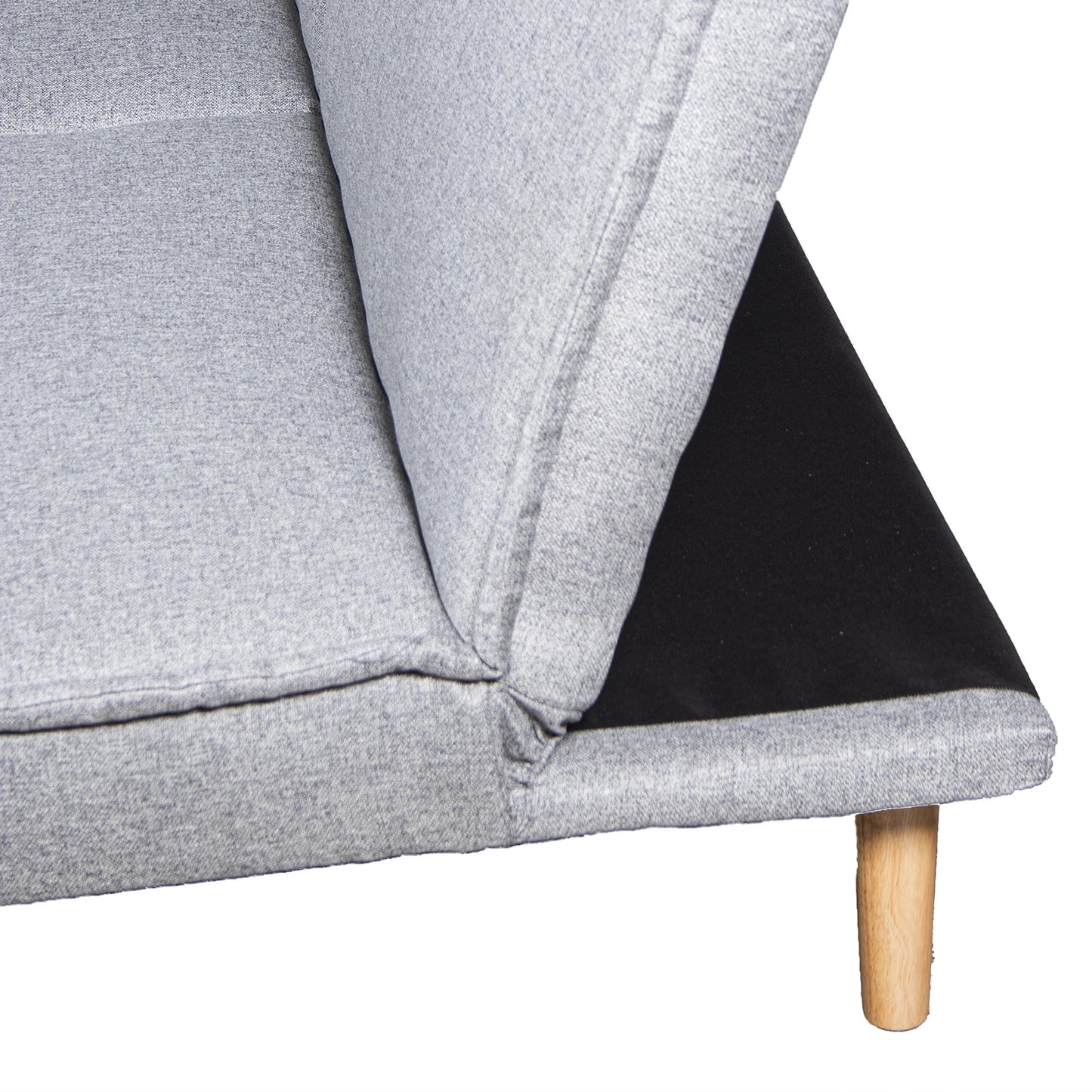 SOFA CAMA 3 PLAZAS POLIESTER G RIS C/PATAS MADERA: SIN BRAZOS