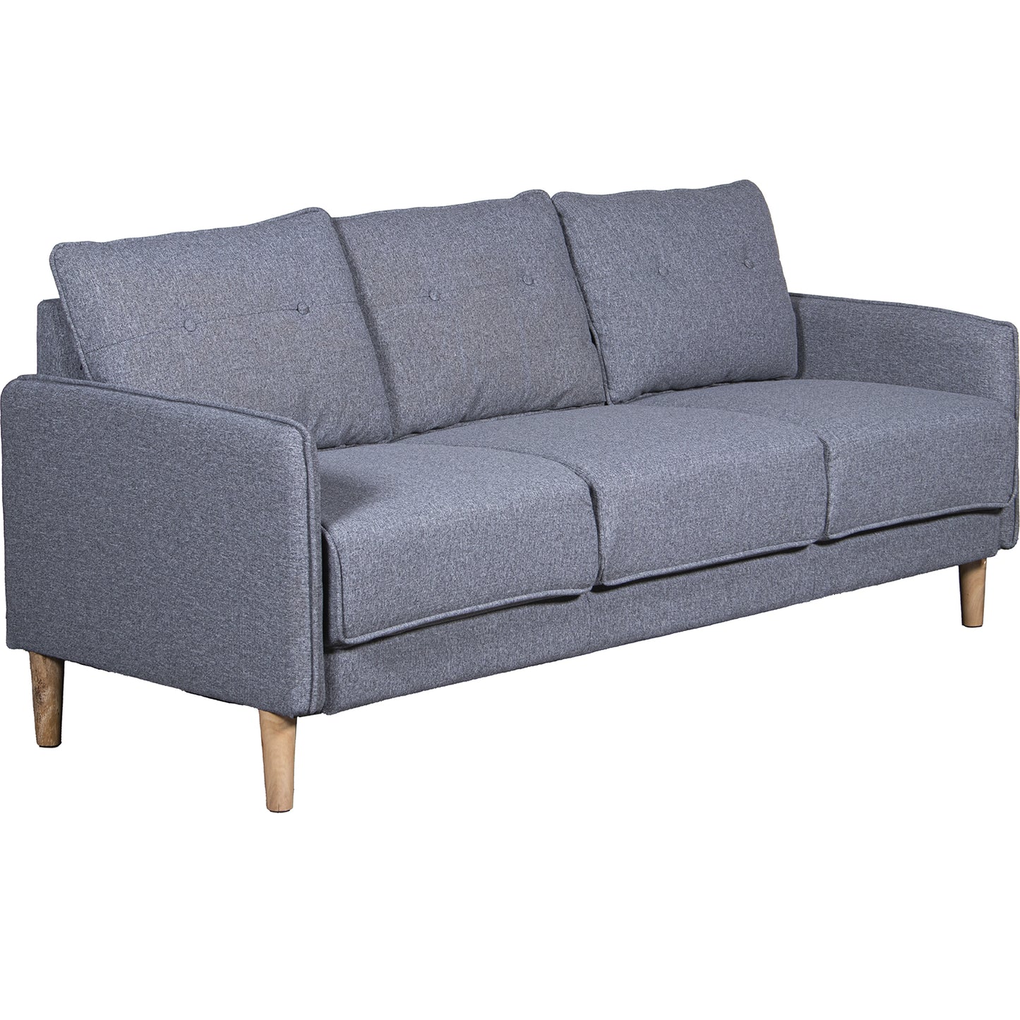 SOFA 3 PLAZAS POLIESTER GRIS C /PATAS MADERA CAUCHO