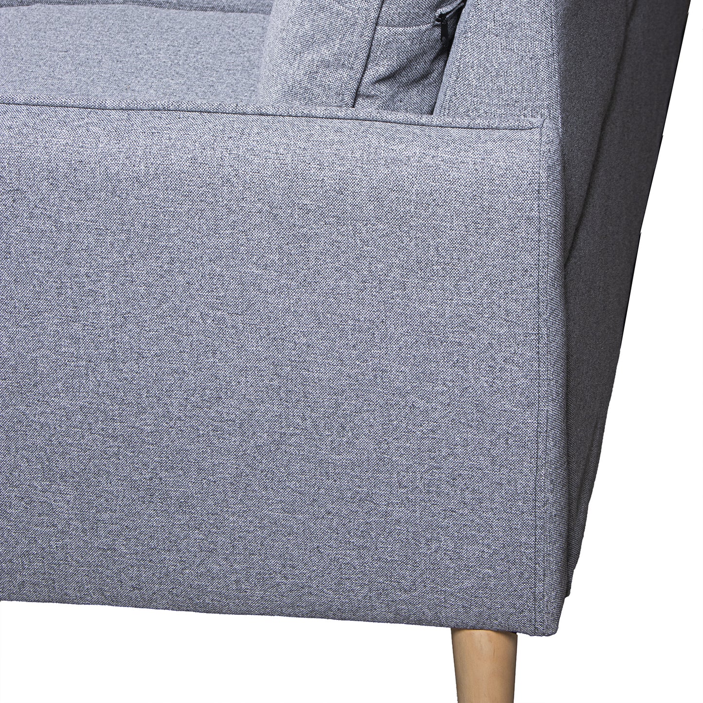 SOFA 3 PLAZAS POLIESTER GRIS C /PATAS MADERA CAUCHO