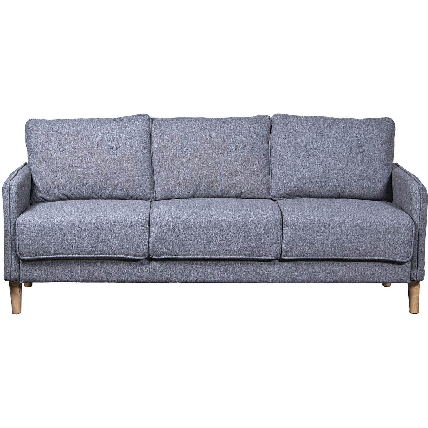 SOFA 3 PLAZAS POLIESTER GRIS C /PATAS MADERA CAUCHO