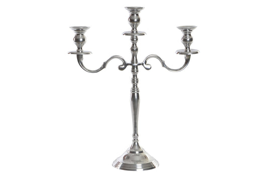 CANDELABRO ALUMINIO 34X12X41 3 VELAS CROMADO