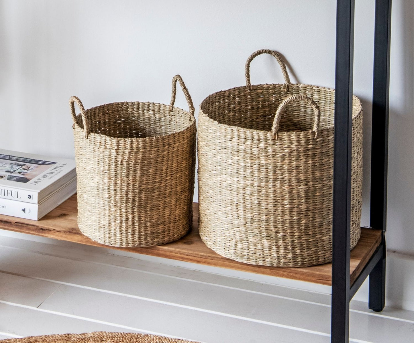 SET 2 CESTAS SEAGRASS C/ASAS Ø35X29