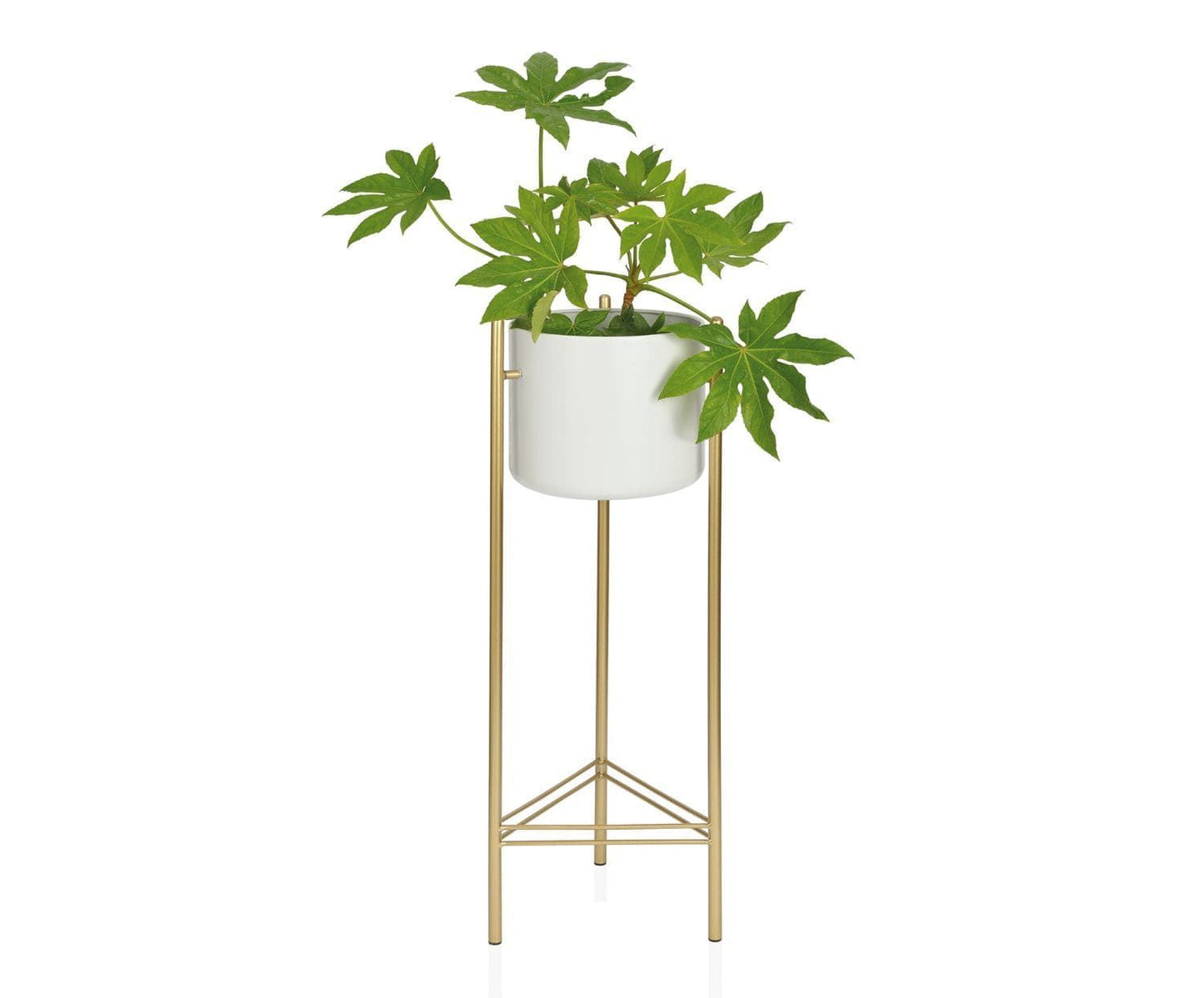 MACETERO METAL BL.-DORADO 28X28X80