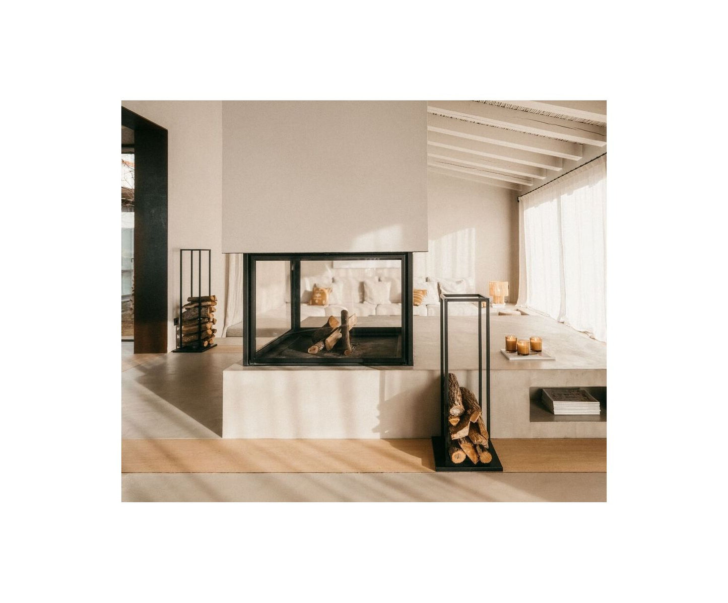 LEÑERO METAL NEGRO 33X33X115CM