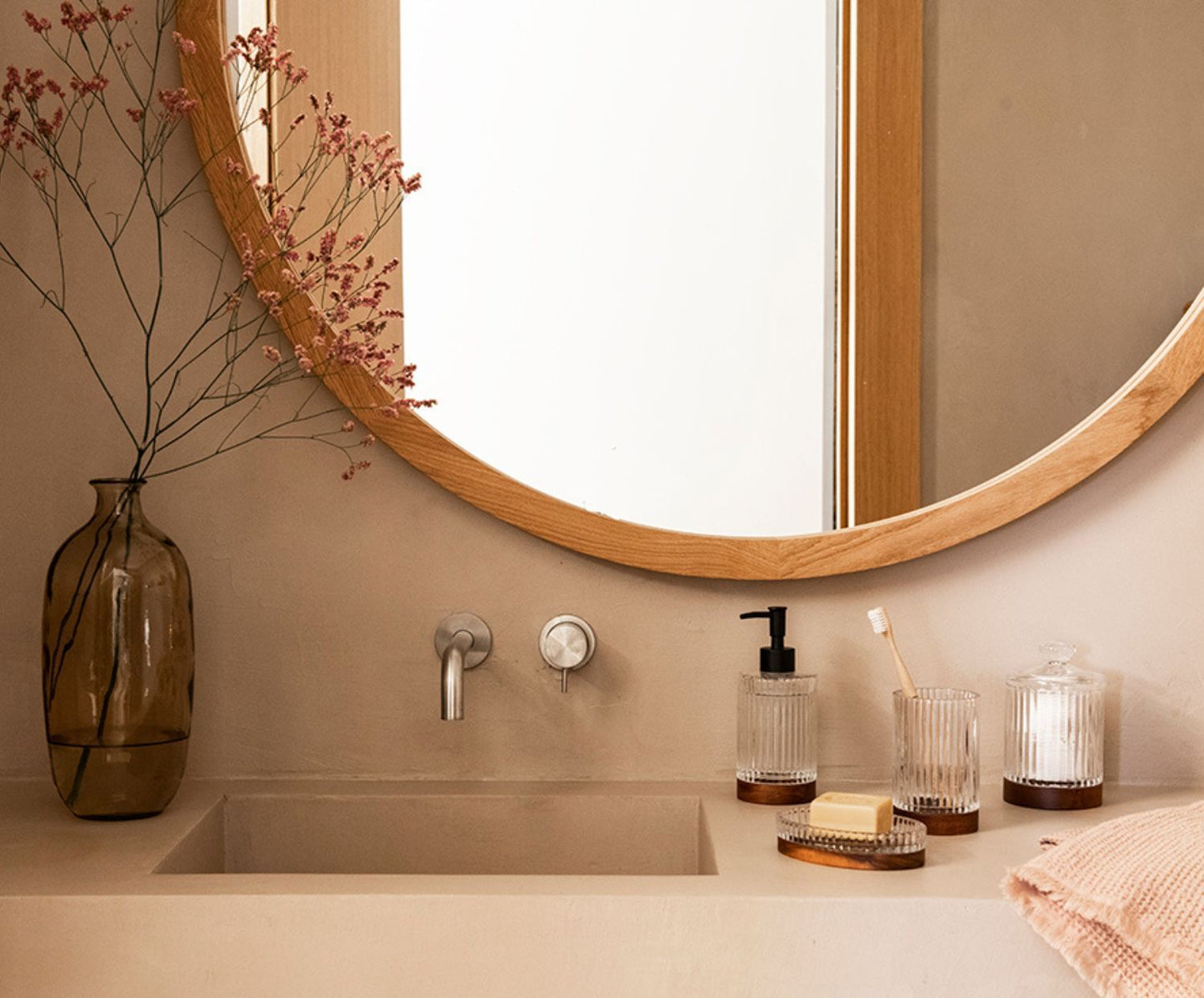 JABONERA BAÑO CRISTAL MADERA 14X3CM