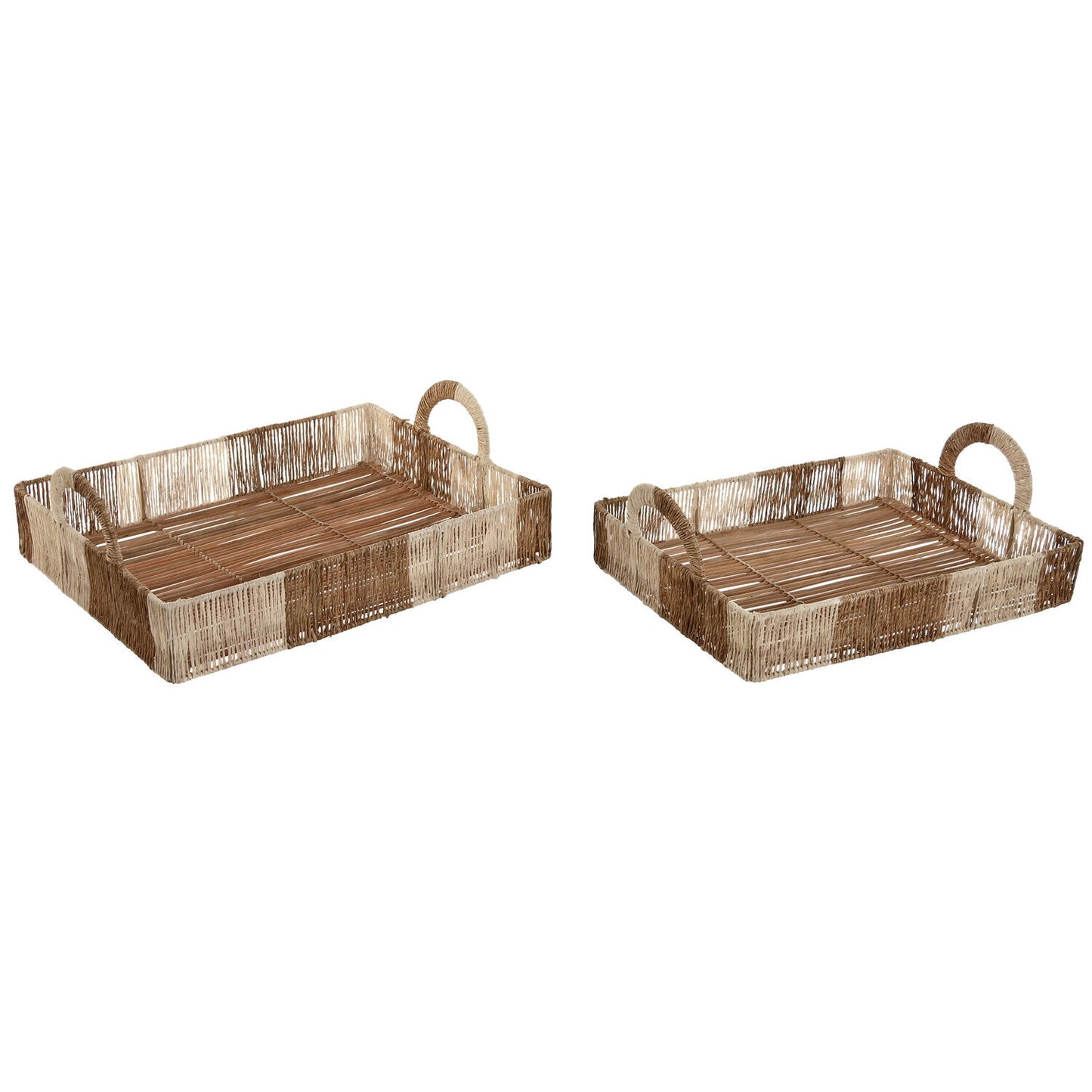 BANDEJA SET 2 YUTE RATAN 46X35X15 NATURAL