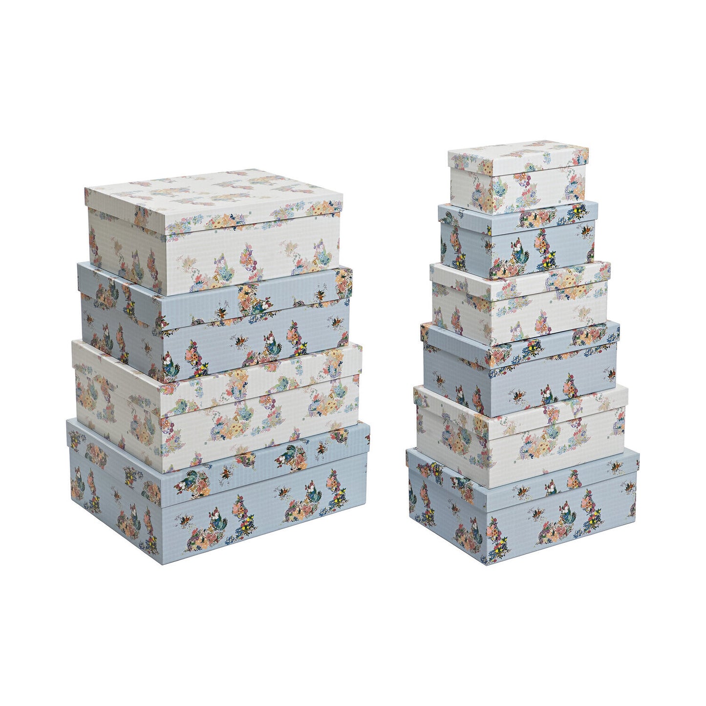 CAJA SET 10 CARTON 43:5X33:5X15:5 FLORES AZUL