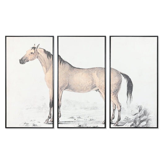 CUADRO SET 3 PS LIENZO 180X4X120 CABALLO ENMARCADO