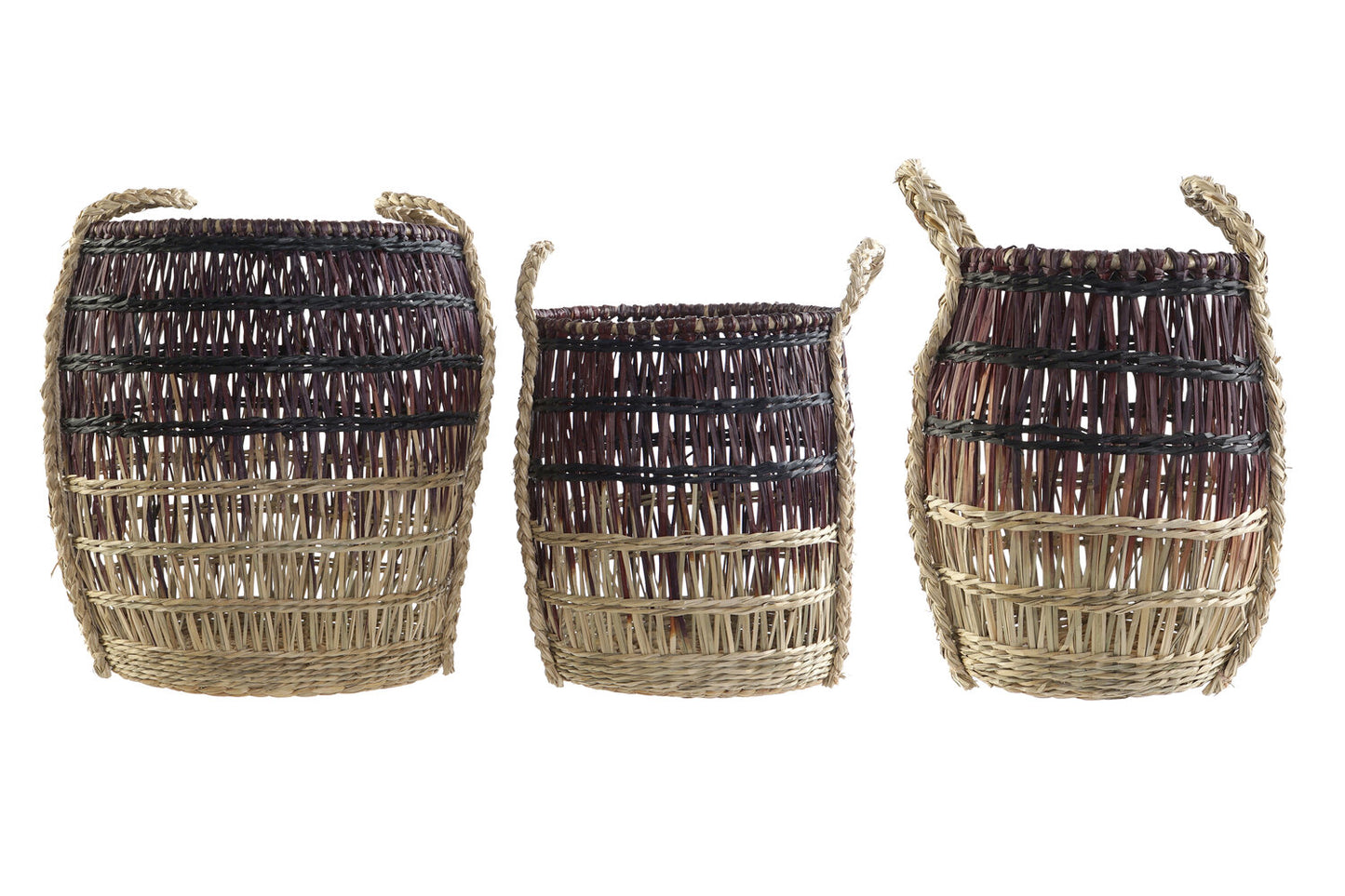 CESTA SET 3 SEAGRASS 39X39X41 NATURAL LILA