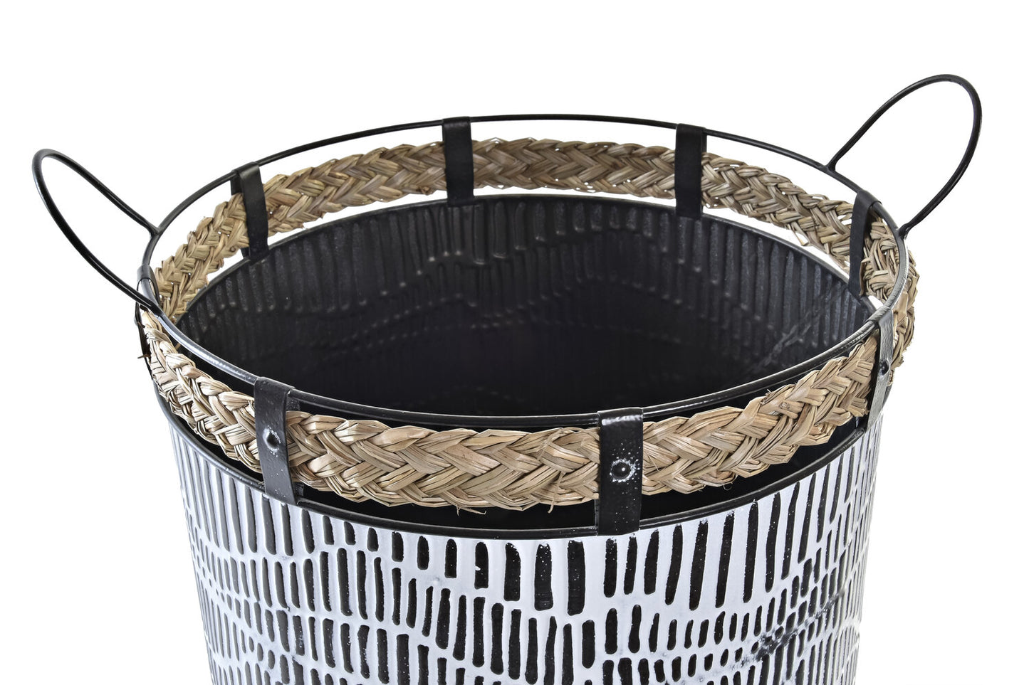 CESTA SET 2 HIERRO CUERDA 52X42X58 BLANCO