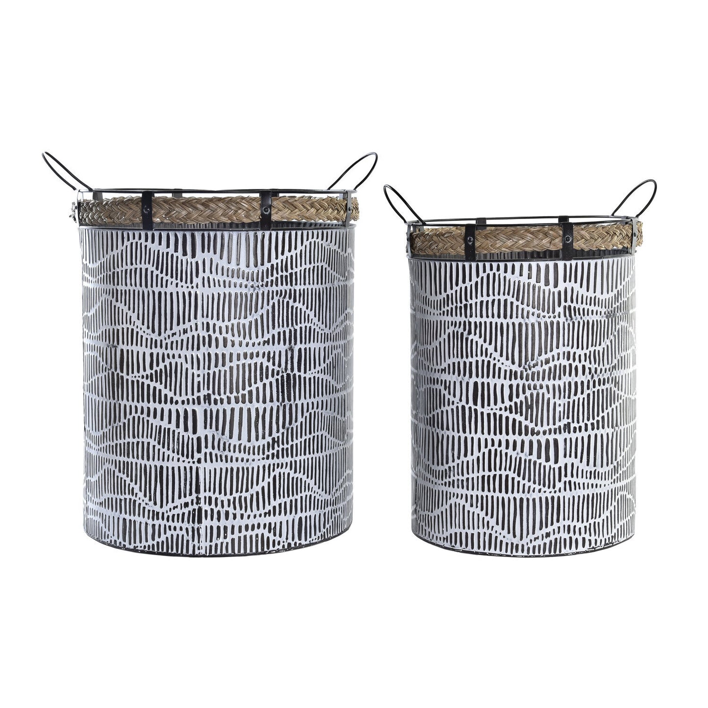 CESTA SET 2 HIERRO CUERDA 52X42X58 BLANCO