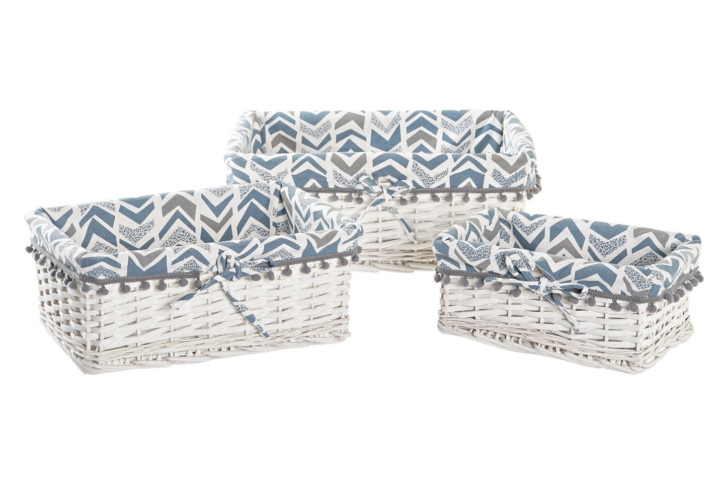 CESTA SET 3 MIMBRE POLIESTER 39X29X15 BLANCO