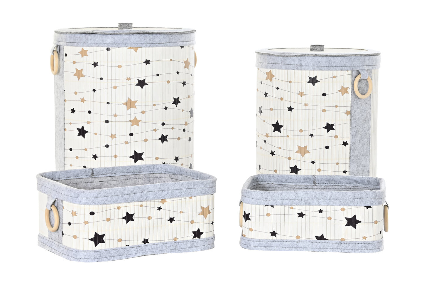 CESTA SET 4 BAMBU FIELTRO 36X36X50 ESTRELLAS