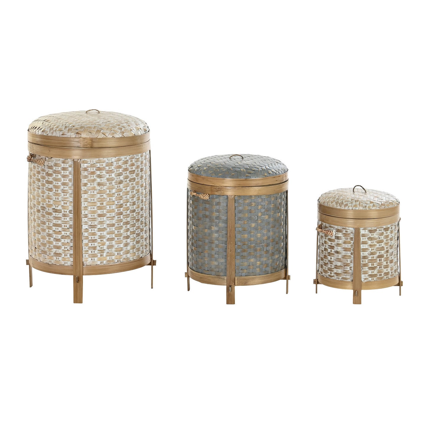 CESTA SET 3 BAMBU 31X31X44 DECAPE BLANCO