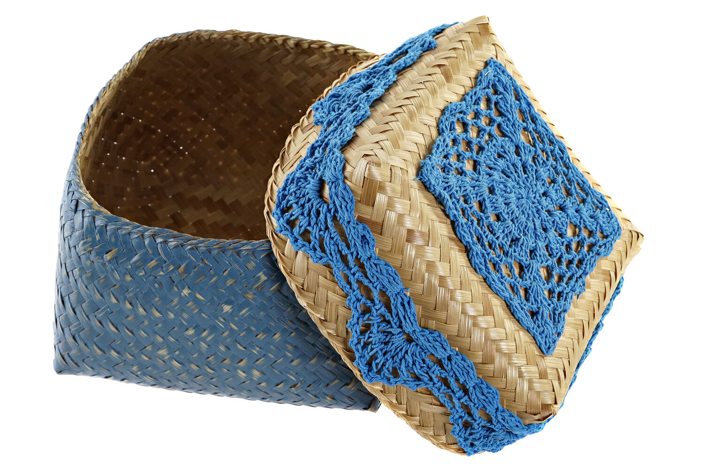 CESTA SET 3 BAMBU ALGODON 22X27X27 AZUL