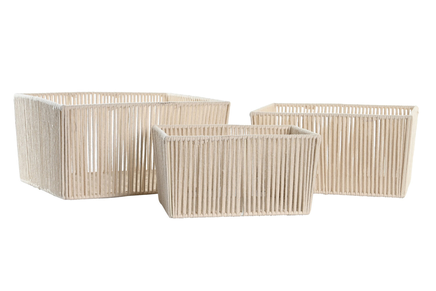 CESTA SET 3 ALGODON METAL 40X30X20 BEIGE