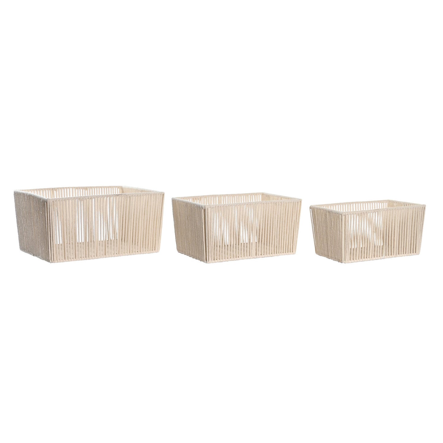 CESTA SET 3 ALGODON METAL 40X30X20 BEIGE