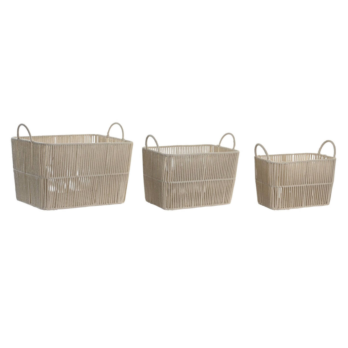 CESTA SET 3 ALGODON METAL 39X29X31 BEIGE