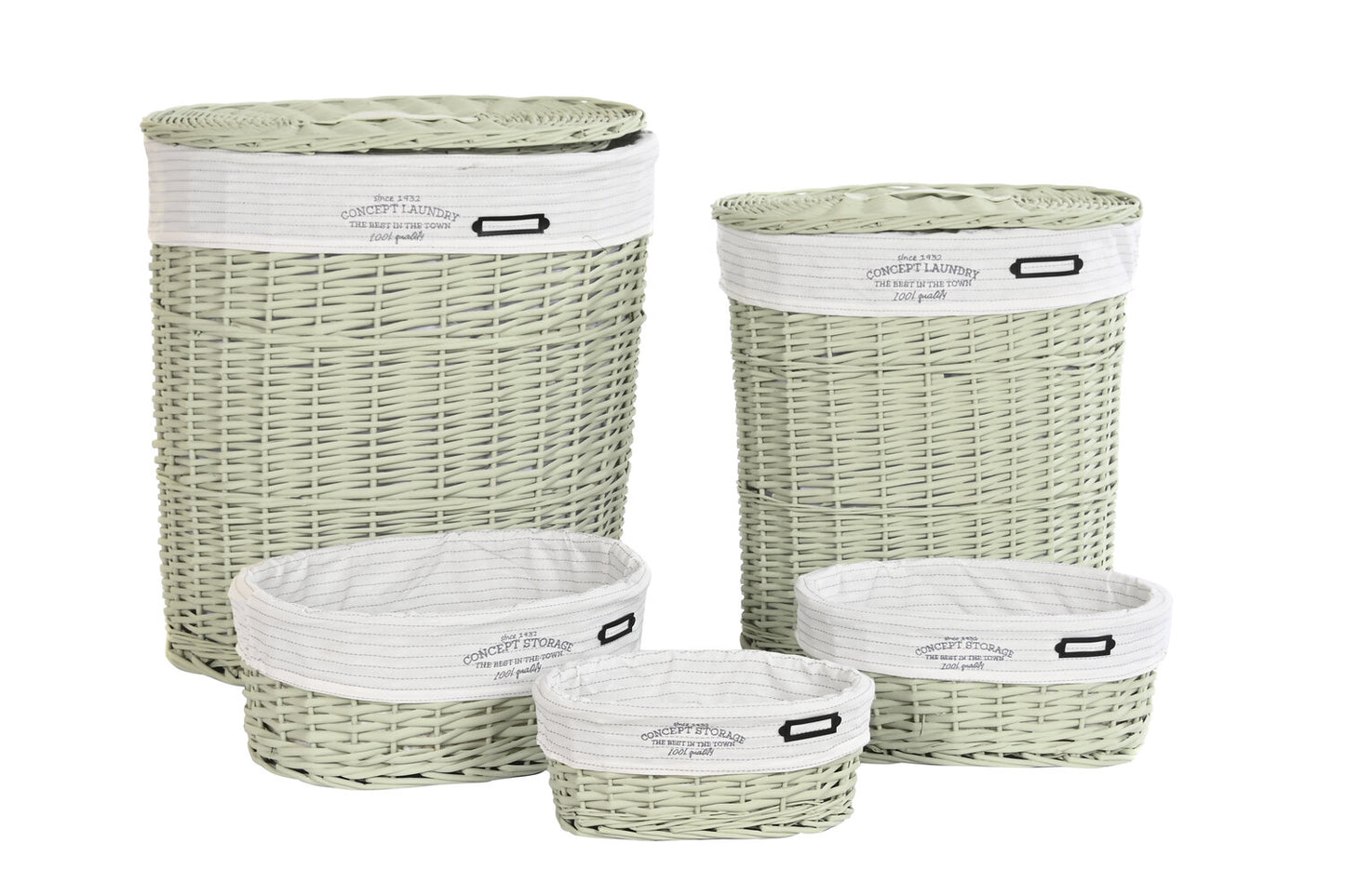 CESTA ROPA SET 5 MIMBRE POLIESTER 51X37X56 VERDE