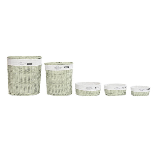 CESTA ROPA SET 5 MIMBRE POLIESTER 51X37X56 VERDE