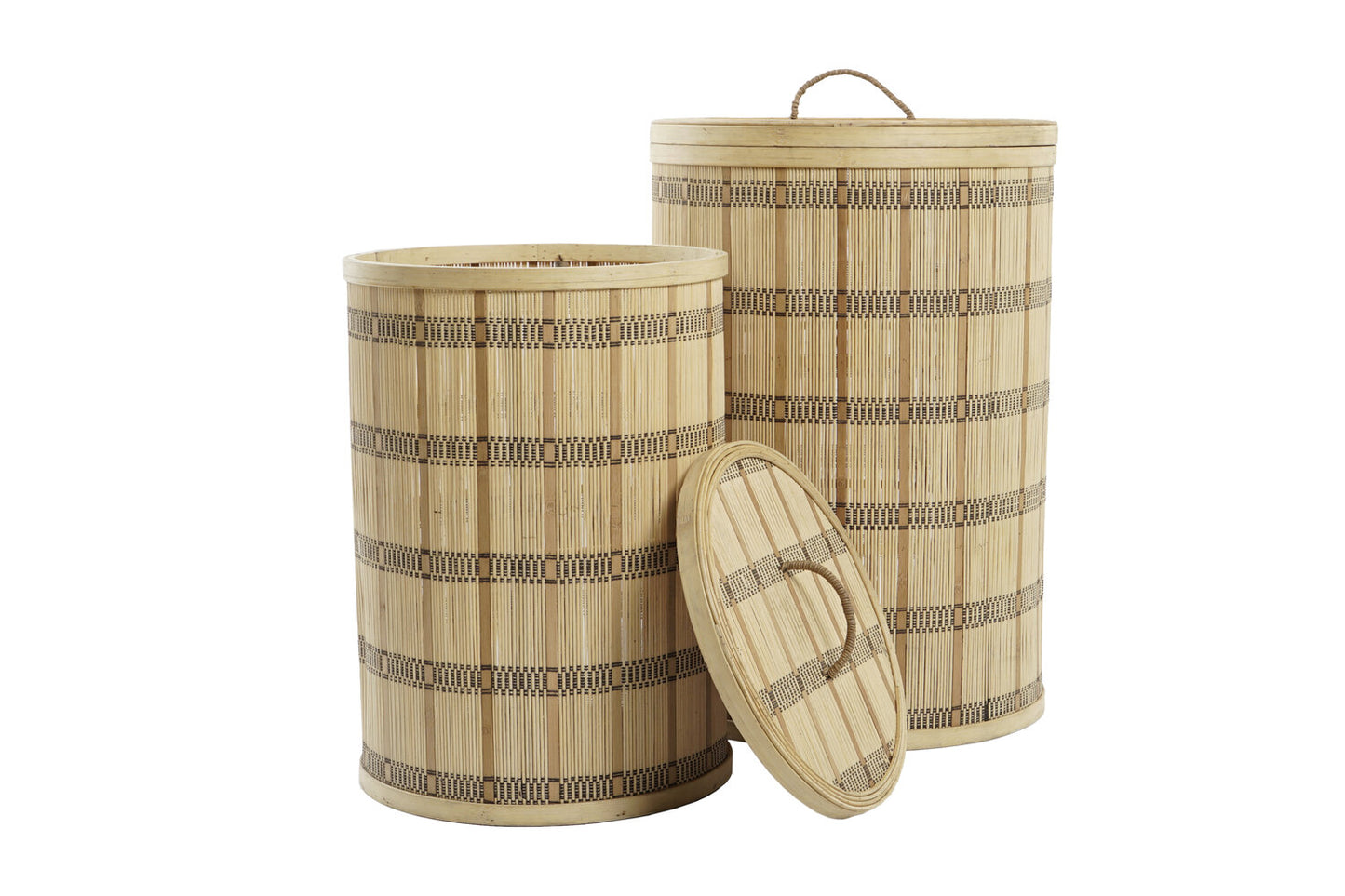 CESTA SET 2 BAMBU 40X40X63 CON TAPA NATURAL MARRON