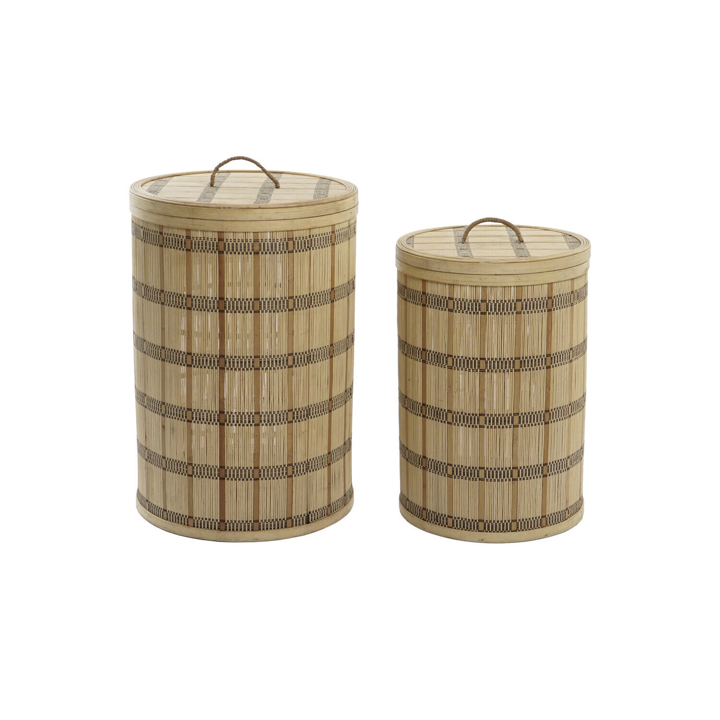 CESTA SET 2 BAMBU 40X40X63 CON TAPA NATURAL MARRON
