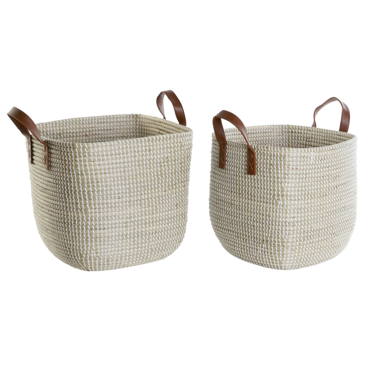 CESTA SET 2 SEAGRASS PU 38X38X35 NATURAL