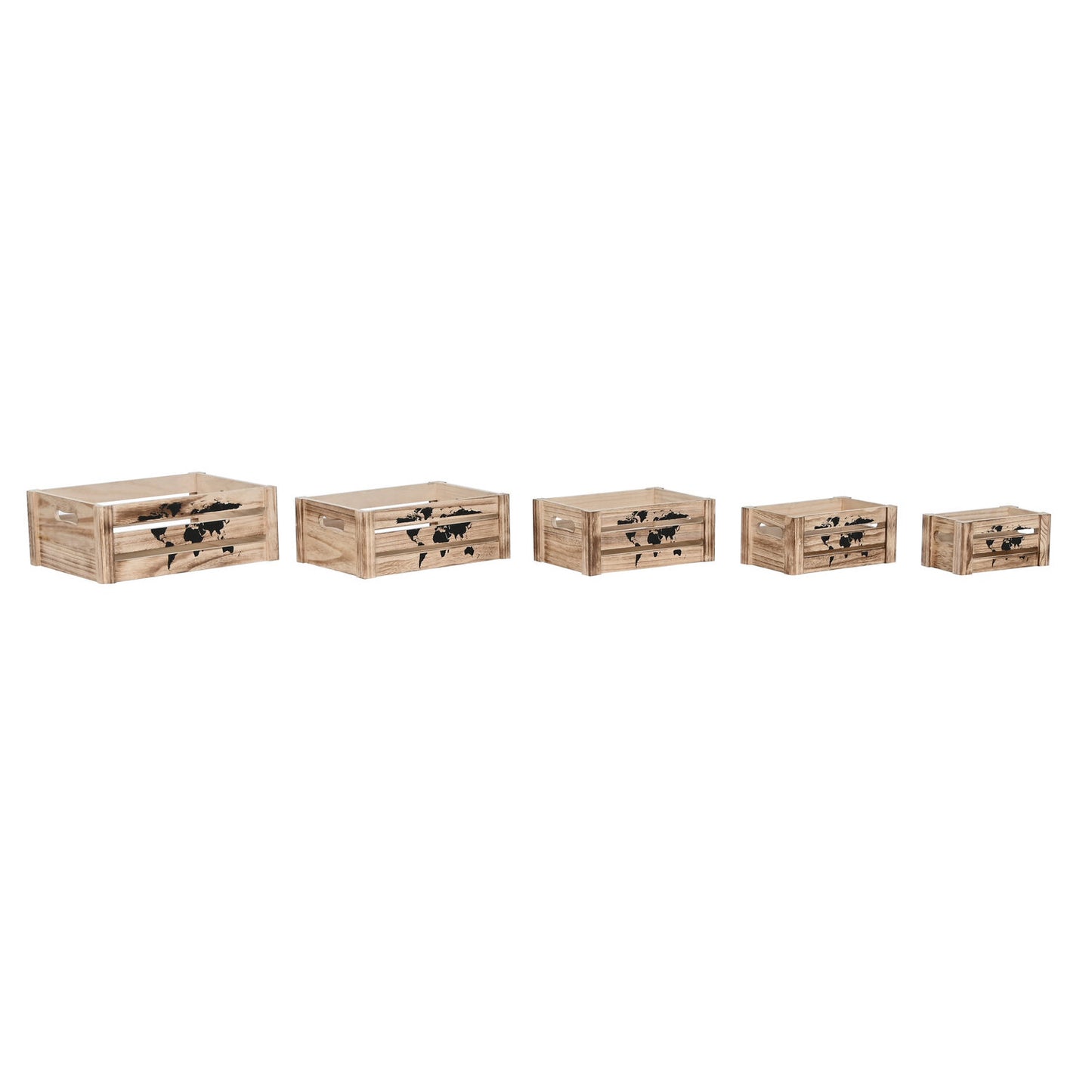 CAJA SET 5 PAULOWNIA 39X28X14:5 MAPAMUNDI MARRON