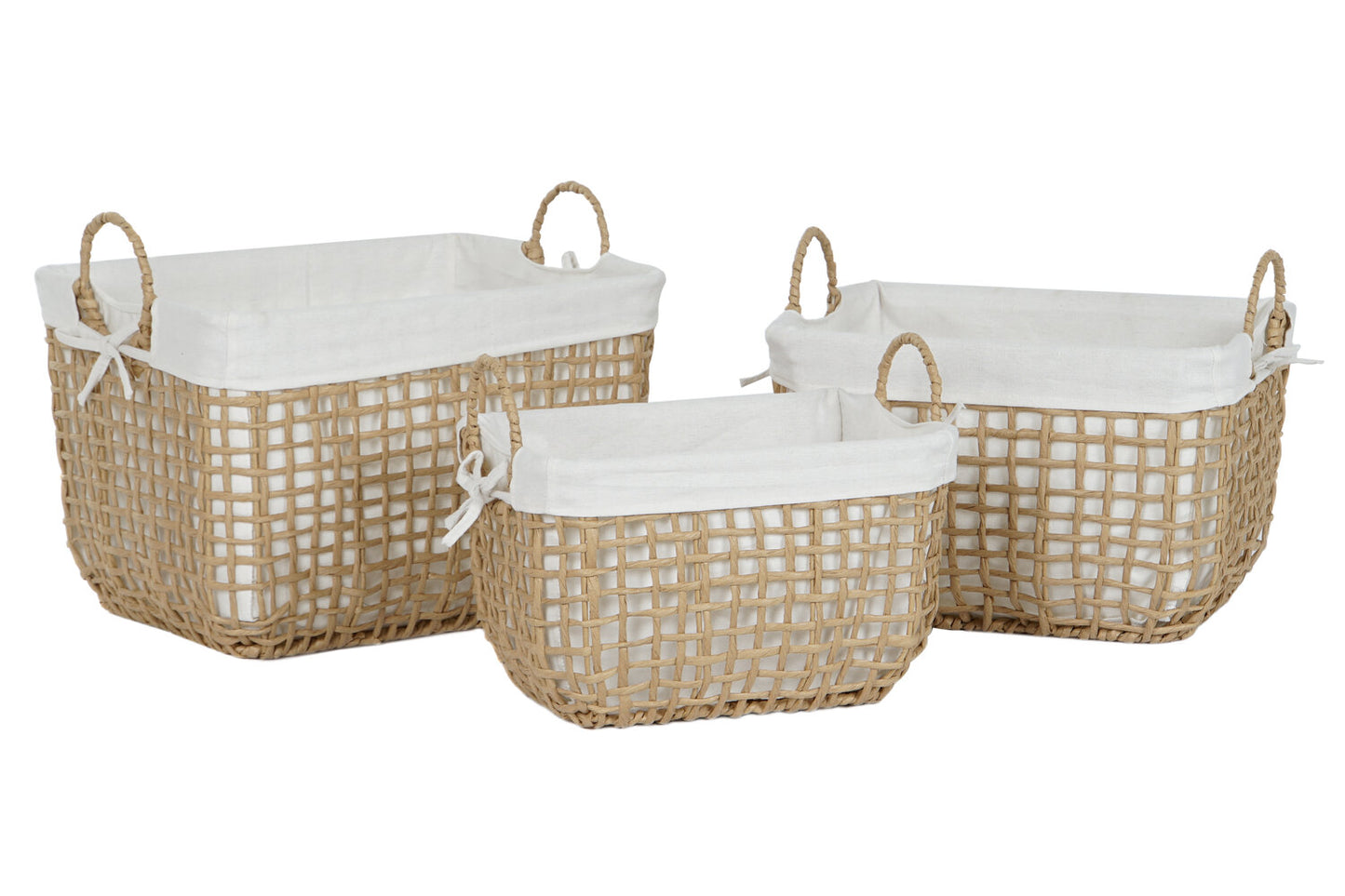 CESTA SET 3 FIBRA TRENZADA METAL 45X34X36 NATURAL