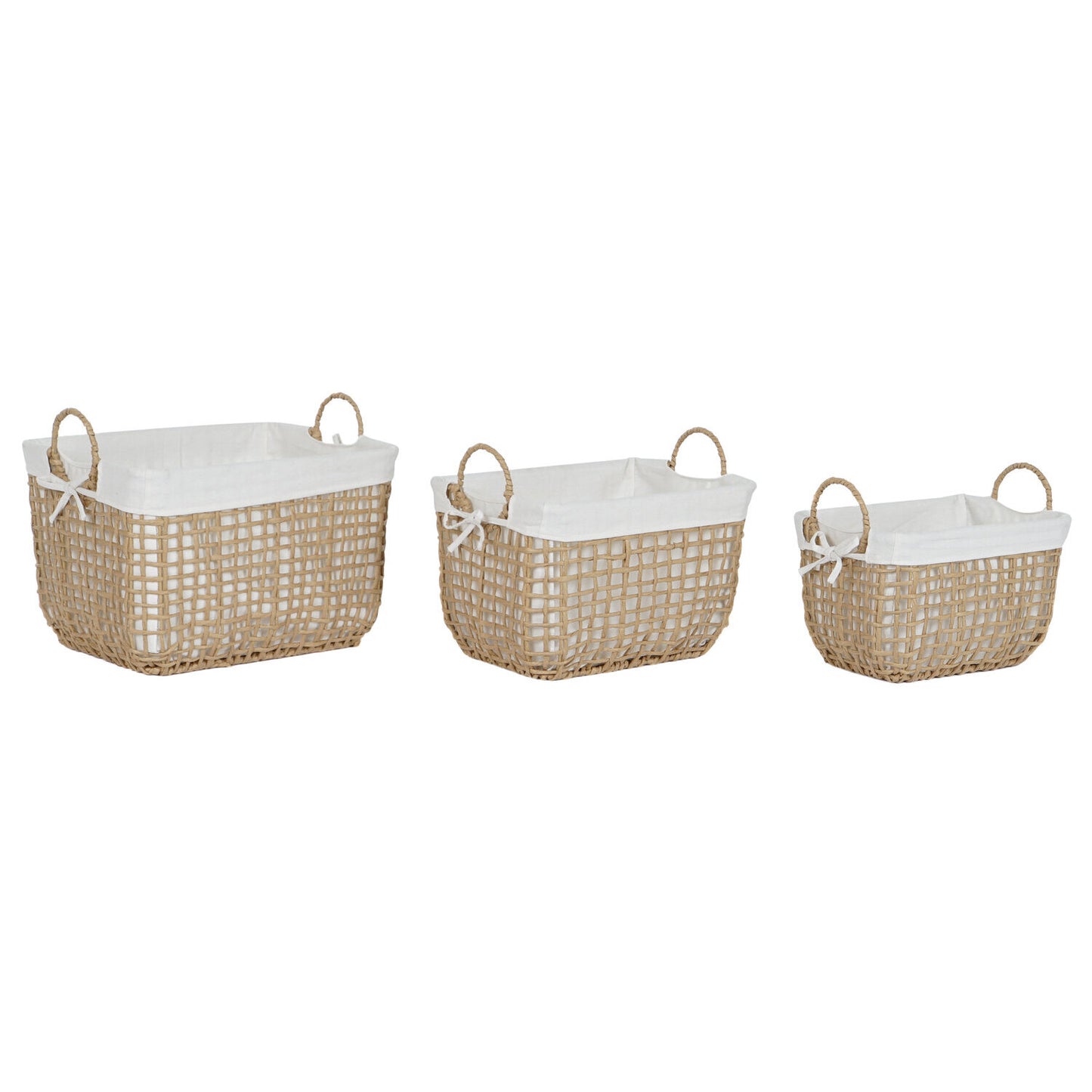 CESTA SET 3 FIBRA TRENZADA METAL 45X34X36 NATURAL