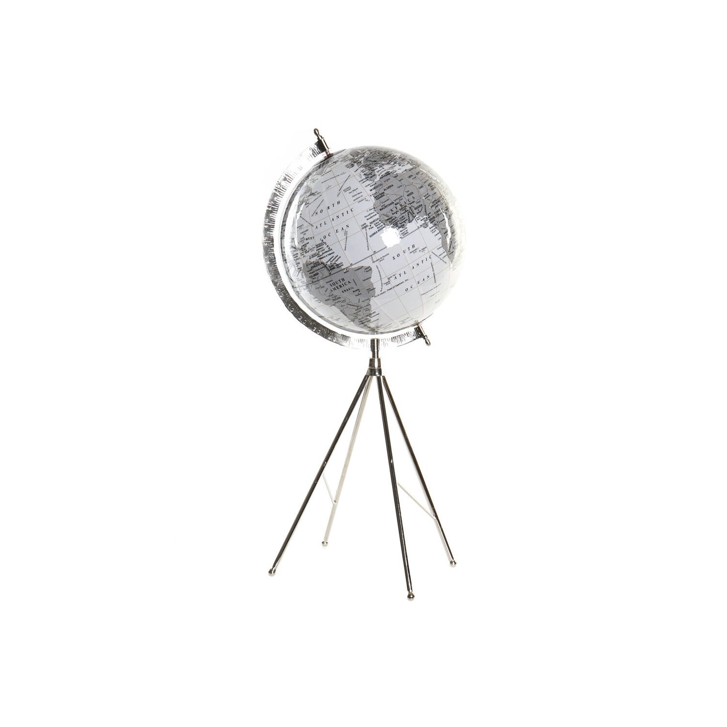 GLOBO TERRAQUEO METAL PLASTICO 27X25X61 PIE BLANCO